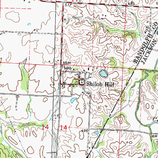 Topographic Map of Shiloh Hill, IL