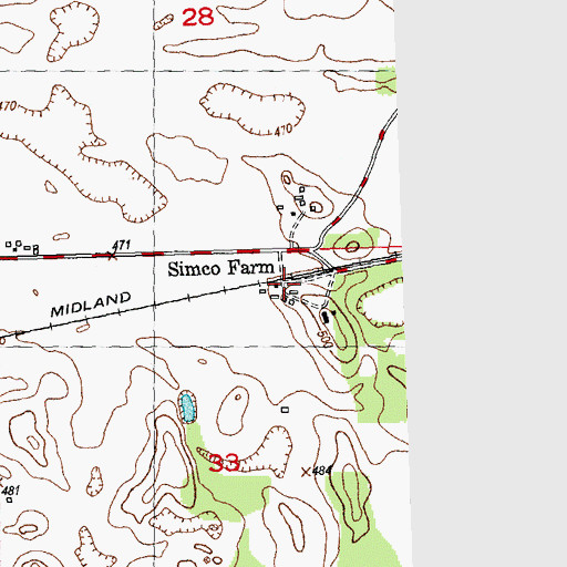 Topographic Map of Simco Farm, IL