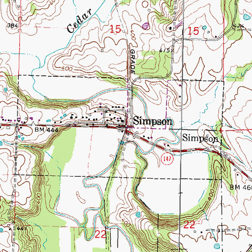 Topographic Map of Simpson, IL