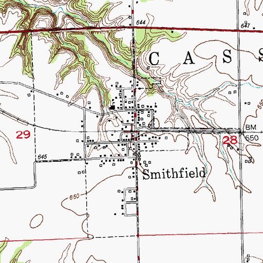 Topographic Map of Smithfield, IL