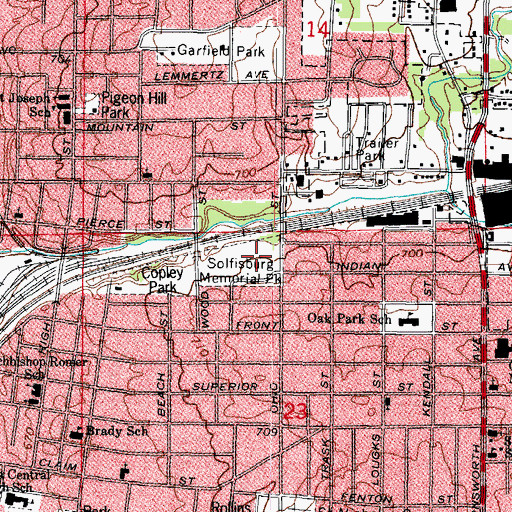 Topographic Map of Solfisburg Memorial Park, IL