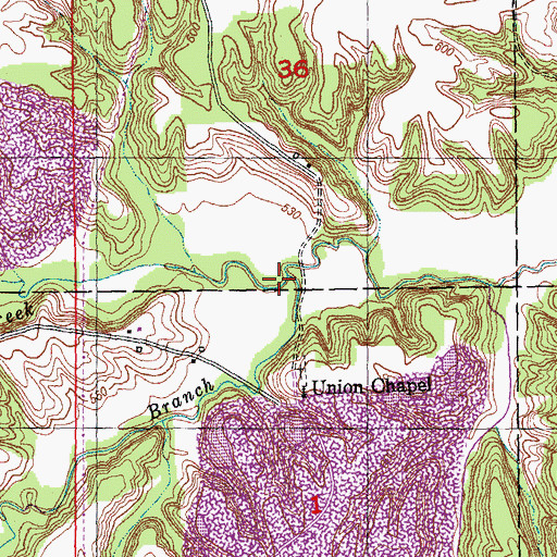 Topographic Map of South Branch Otter Creek, IL