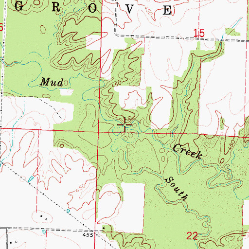 Topographic Map of South Fork Mud Creek, IL