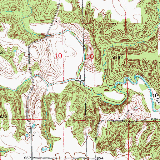 Topographic Map of South Fork Shaw Creek, IL