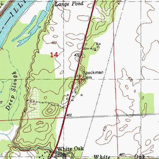 Topographic Map of Speckman Cemetery, IL