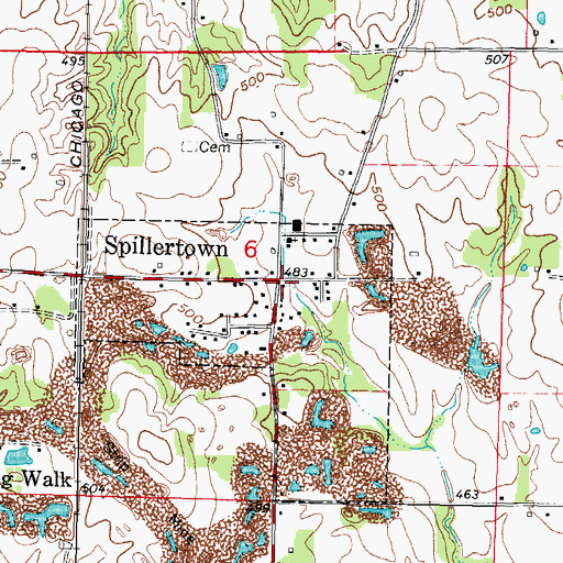 Topographic Map of Spillertown, IL
