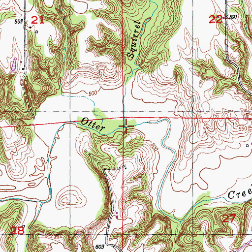 Topographic Map of Squirrel Creek, IL