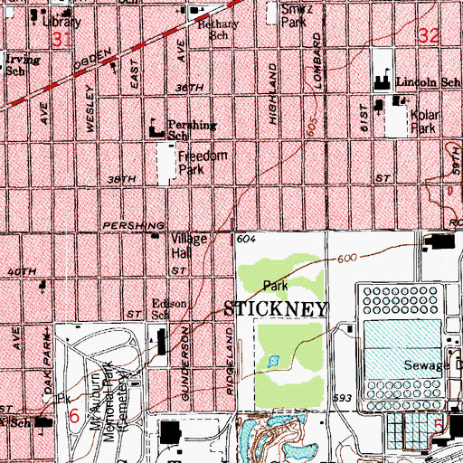 Topographic Map of Stickney, IL