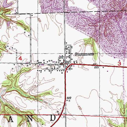 Topographic Map of Summum, IL