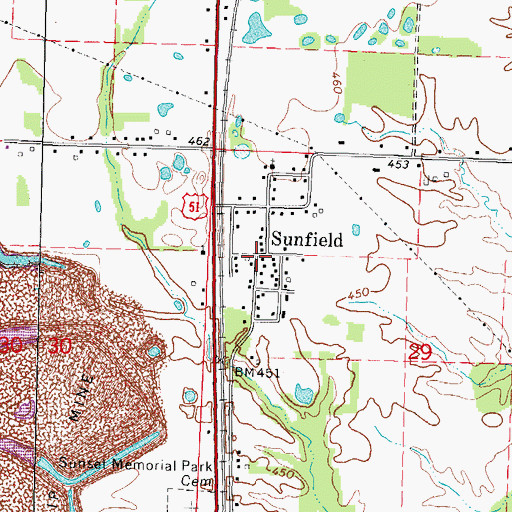Topographic Map of Sunfield, IL