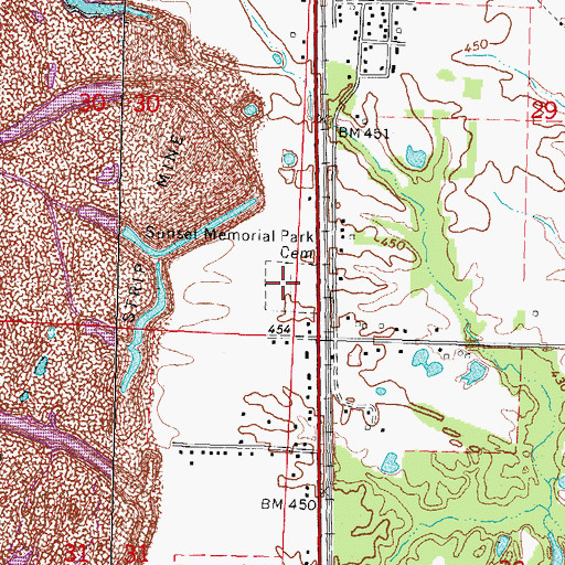 Topographic Map of Sunset Memorial Park, IL