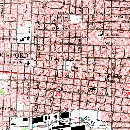 Topographic Map of Sunset Park, IL