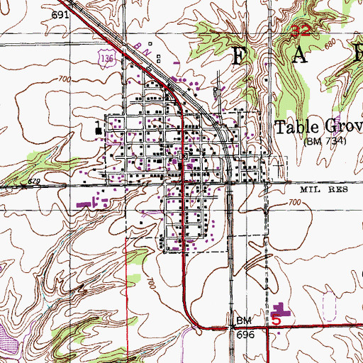 Topographic Map of Table Grove, IL