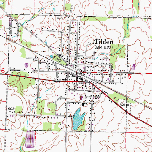 Topographic Map of Tilden, IL