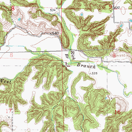 Topographic Map of Tolans Branch, IL