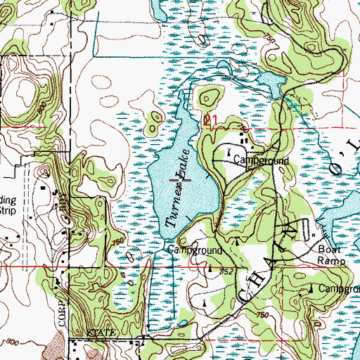 Topographic Map of Turner Lake, IL
