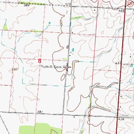 Topographic Map of Tuthill Cemetery, IL