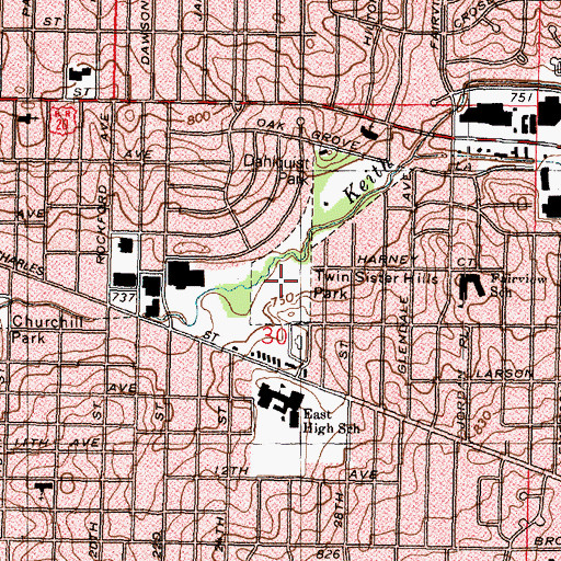 Topographic Map of Twin Sister Hills Park, IL