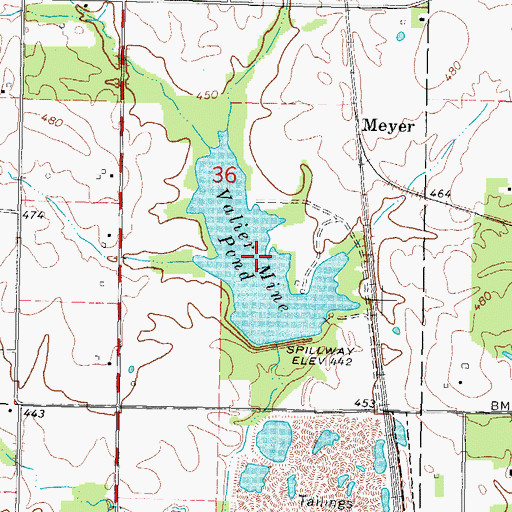 Topographic Map of Valier Mine Pond, IL