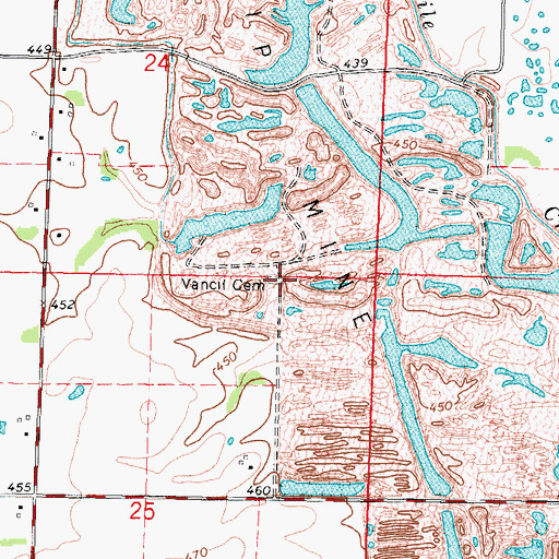Topographic Map of Vancil Cemetery, IL