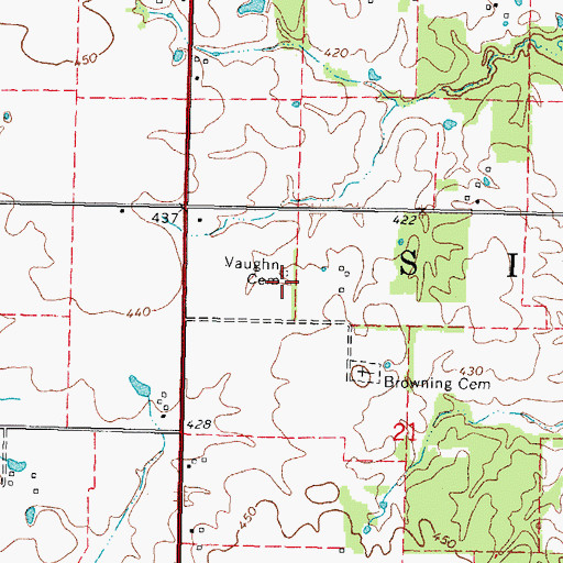 Topographic Map of Vaughn Cemetery, IL