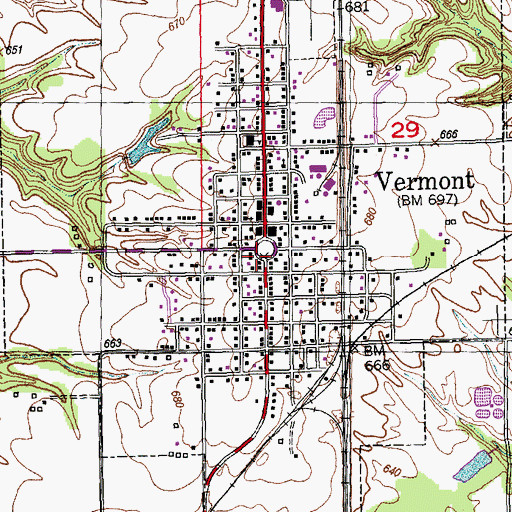 Topographic Map of Vermont, IL