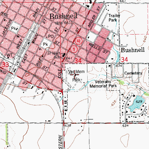 Topographic Map of Veterans Memorial Park, IL