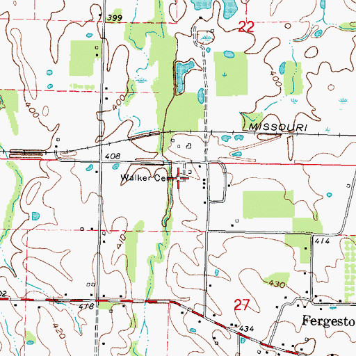 Topographic Map of Walker Cemetery, IL