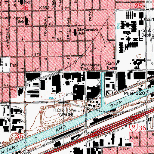 Topographic Map of Industrial Skill Center, IL