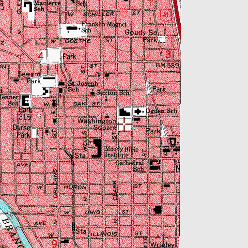 Topographic Map of Washington Square, IL