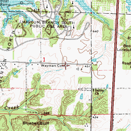 Topographic Map of Wayman Cemetery, IL