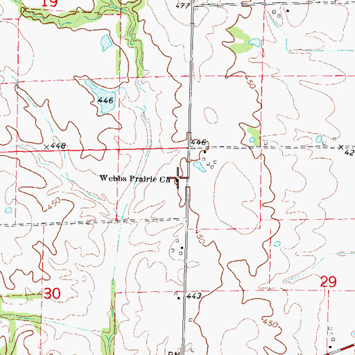 Topographic Map of Webbs Prairie Church, IL