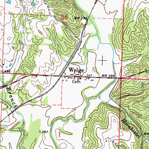 Topographic Map of Welge, IL