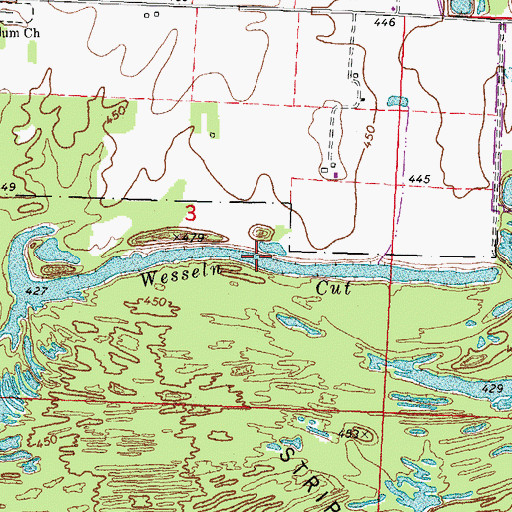 Topographic Map of Wesseln Cut, IL