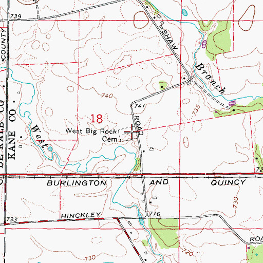 Topographic Map of West Big Rock Cemetery, IL