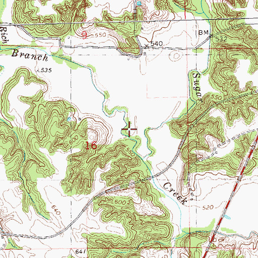 Topographic Map of West Branch Sugar Creek, IL