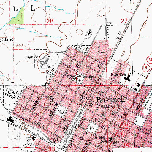 Topographic Map of West School, IL