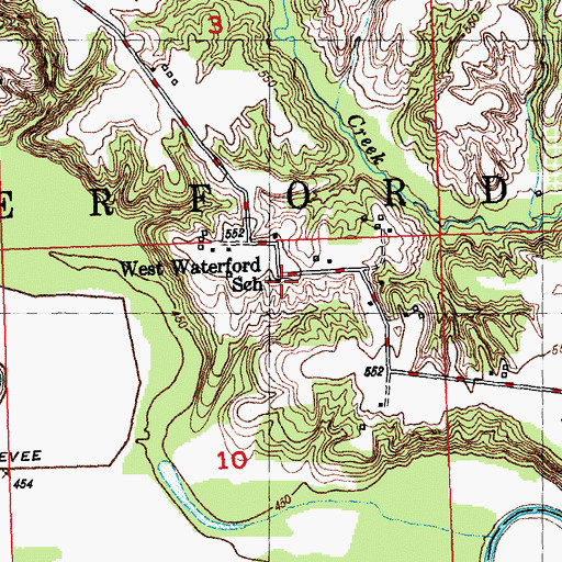 Topographic Map of West Waterford School (historical), IL