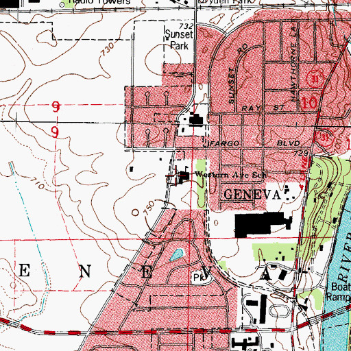 Topographic Map of Western Avenue Elementary School, IL