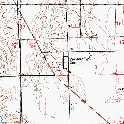 Topographic Map of Western Township Cemetery, IL