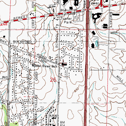 Topographic Map of White Swan Elementary School, IL