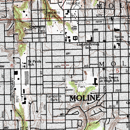 Topographic Map of William Carr School (historical), IL