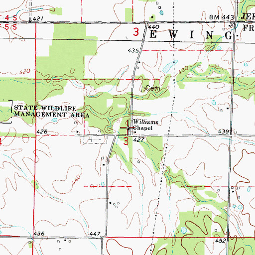 Topographic Map of Williams Chapel, IL