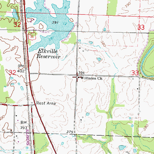 Topographic Map of Williams Church, IL