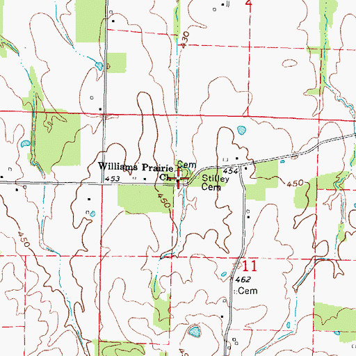 Topographic Map of Williams Prairie Church, IL