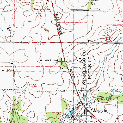 Topographic Map of Willow Creek Presbyterian Church, IL