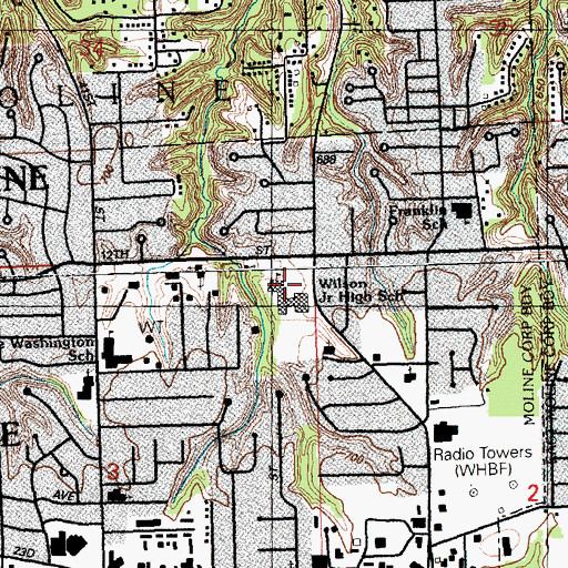 Topographic Map of Woodrow Wilson Middle School, IL