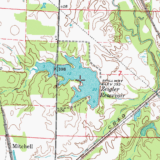 Topographic Map of Zeigler Reservoir, IL