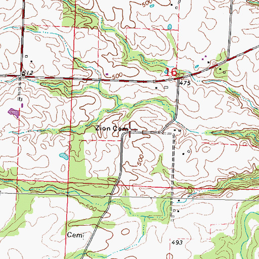 Topographic Map of Zion Cemetery, IL