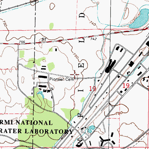 Topographic Map of Pioneer Cemetery, IL